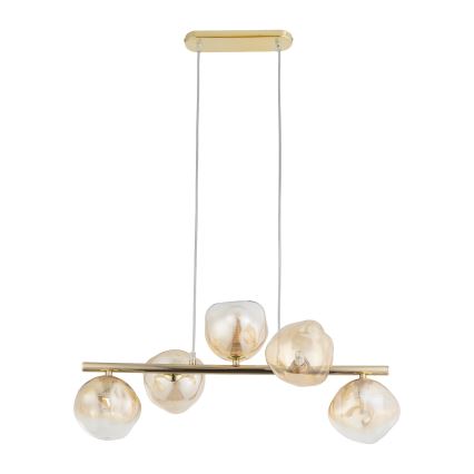 Brilagi - Pendelleuchte mit Kabel VULCANO 5xG9/8W/230V gold/rauchbeige