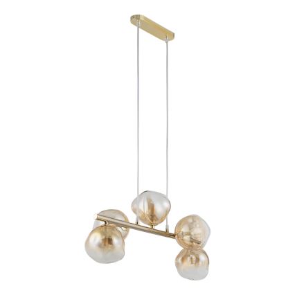 Brilagi - Pendelleuchte mit Kabel VULCANO 5xG9/8W/230V gold/rauchbeige