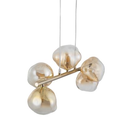 Brilagi - Pendelleuchte mit Kabel VULCANO 5xG9/8W/230V gold/rauchbeige