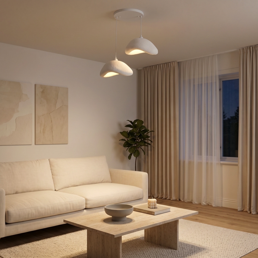 Brilagi - Pendelleuchte mit Kabel WABI SABI 2xE27/40W/230V Ø 74 cm weiß