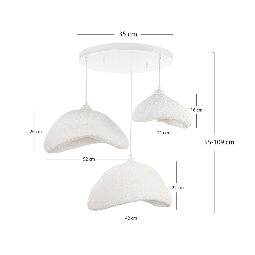 Brilagi - Pendelleuchte mit Kabel WABI SABI 3xE27/40W/230V Ø 82 cm weiß