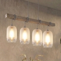BRILAGI - Pendelleuchte mit Kabel WOOD GLASS 4xE27/60W/230V Kiefer/grau/weiß