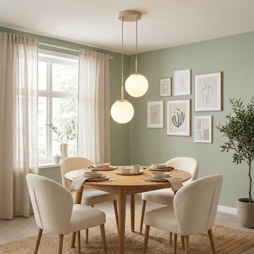 Brilagi - Pendelleuchte mit Kabelaufhängung 2xE27/60W/230V beige/goldfarben