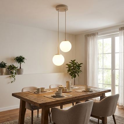 Brilagi - Pendelleuchte mit Kabelaufhängung 2xE27/60W/230V beige/goldfarben