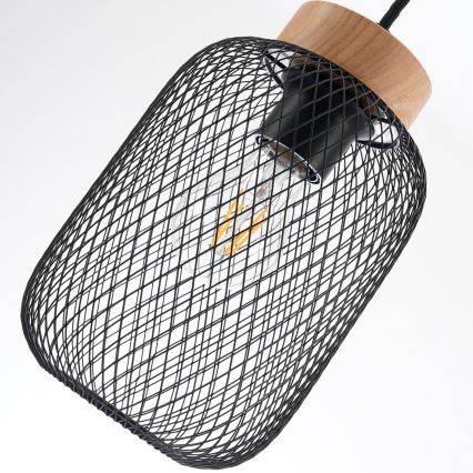 Brilagi - Pendelleuchte mit Kabelaufhängung BASKLITE 3xE27/15W/230V Holz/Schwarz