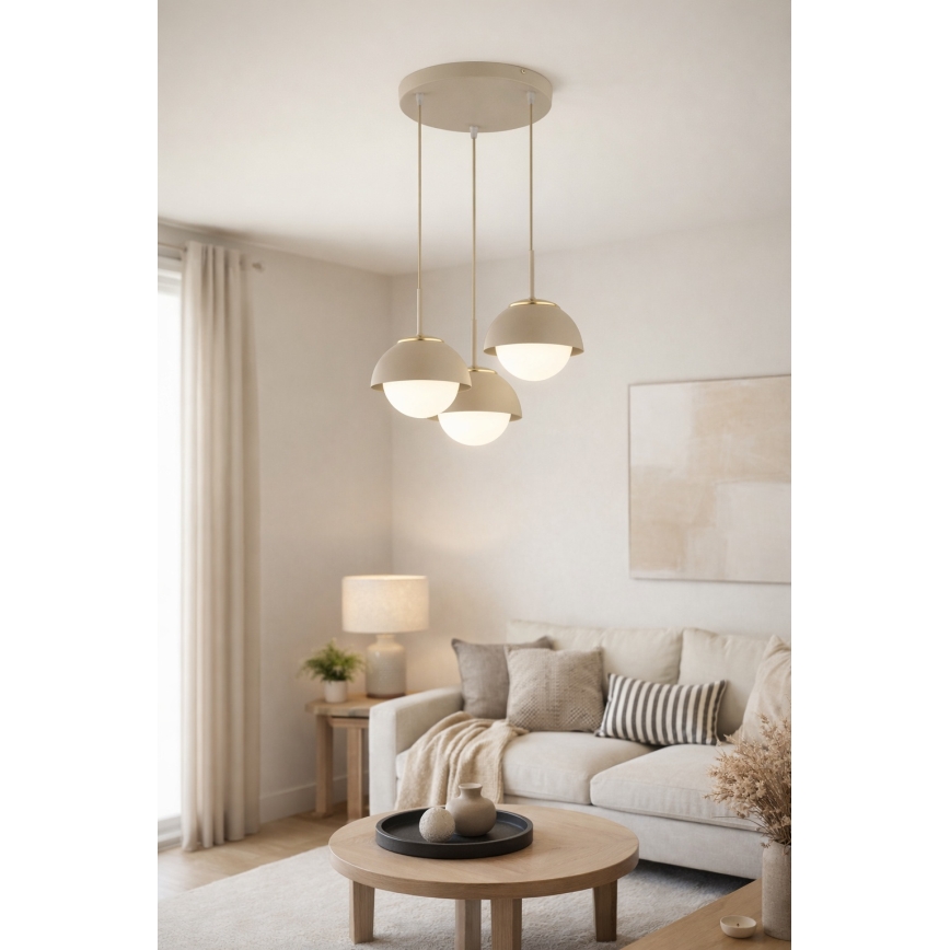 Brilagi - Pendelleuchte mit Kabelaufhängung COSMO 3xE27/60W/230V beige/gold