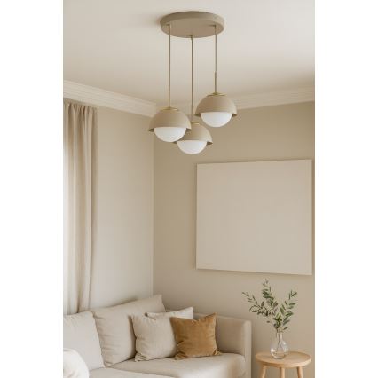 Brilagi - Pendelleuchte mit Kabelaufhängung COSMO 3xE27/60W/230V beige/gold
