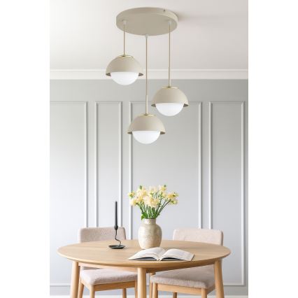 Brilagi - Pendelleuchte mit Kabelaufhängung COSMO 3xE27/60W/230V beige/gold