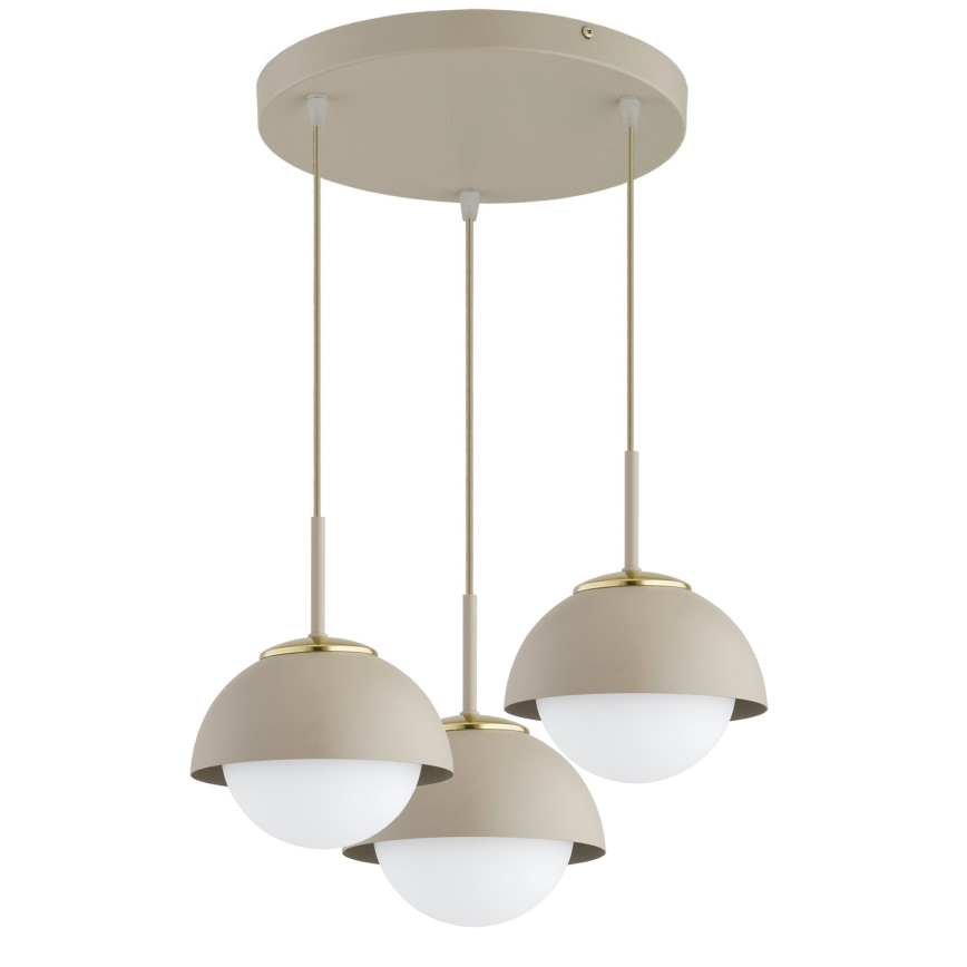 Brilagi - Pendelleuchte mit Kabelaufhängung COSMO 3xE27/60W/230V beige/gold