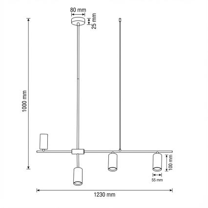 Brilagi - Pendelleuchte mit Kabelaufhängung CRANE 4xGU10/30W/230V beige