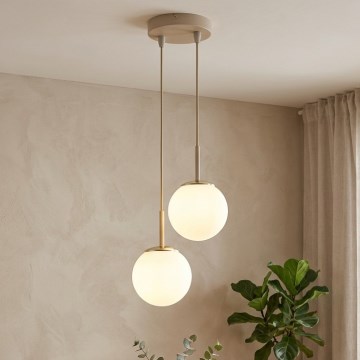 Brilagi - Pendelleuchte mit Kabelaufhängung MILO ECRU 2xE27/60W/230V beige/goldfarben