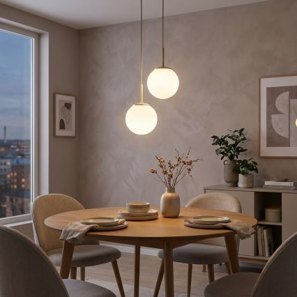 BRILAGI - Pendelleuchte mit Kabelaufhängung MILO ECRU 2xE27/60W/230V beige/goldfarben