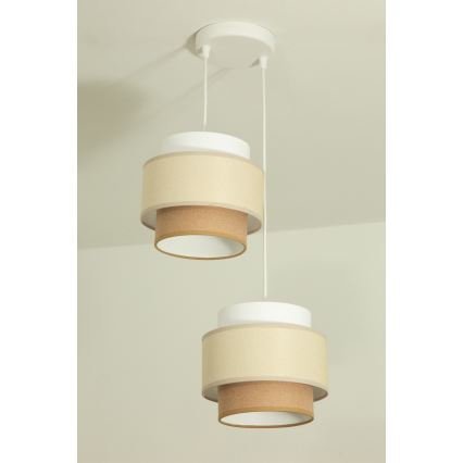 Brilagi - Pendelleuchte mit Kabelaufhängung RESNA 2xE27/60W/230V Ø 30 cm creme/beige