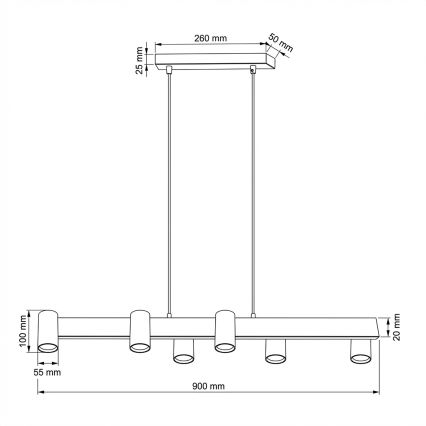 Brilagi - Pendelleuchte mit Kabelaufhängung SELE 6xGU10/30W/230V beige