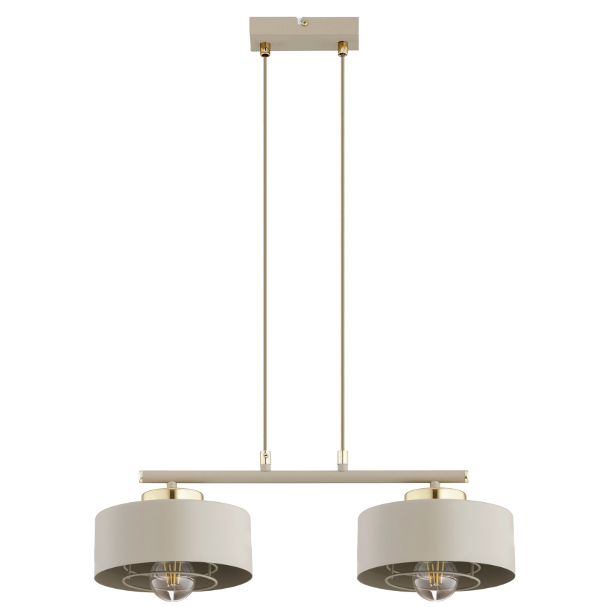Brilagi - Pendelleuchte mit Kabelaufhängung SPRING 2xE27/60W/230V beige/gold