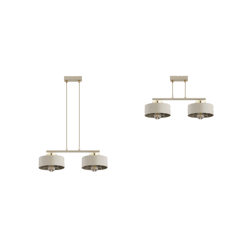 Brilagi - Pendelleuchte mit Kabelaufhängung SPRING 2xE27/60W/230V beige/gold