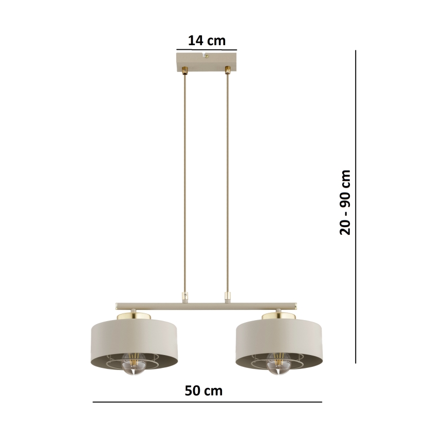 Brilagi - Pendelleuchte mit Kabelaufhängung SPRING 2xE27/60W/230V beige/gold