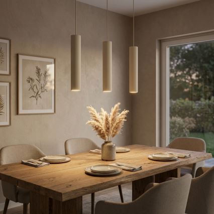 Brilagi - Pendelleuchte mit Kabelaufhängung TUBE 3xGU10/15W/230V beige/gold