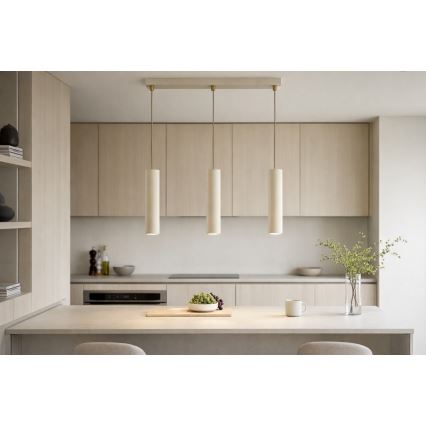 Brilagi - Pendelleuchte mit Kabelaufhängung TUBE 3xGU10/15W/230V beige/gold