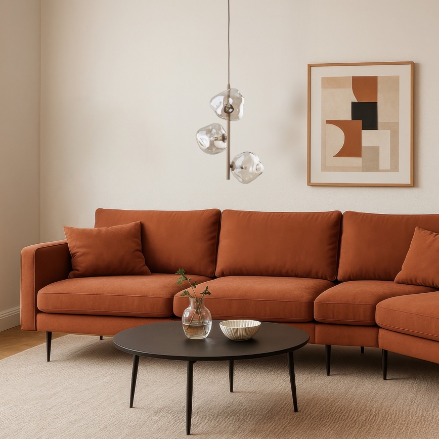 Brilagi - Pendelleuchte mit Kabelaufhängung VULCANO 3xG9/8W/230V beige/rauchbeige