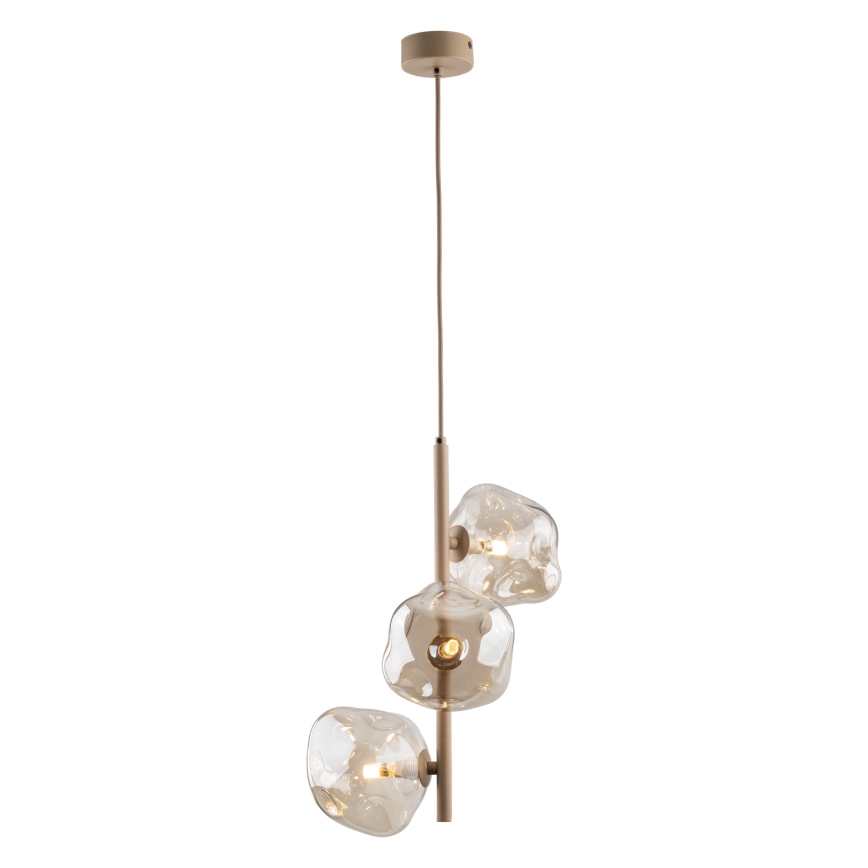 Brilagi - Pendelleuchte mit Kabelaufhängung VULCANO 3xG9/8W/230V beige/rauchbeige