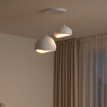 Brilagi - Pendelleuchte mit Kabelaufhängung WABI SABI 2xE27/40W/230V Durchmesser 70 cm weiß