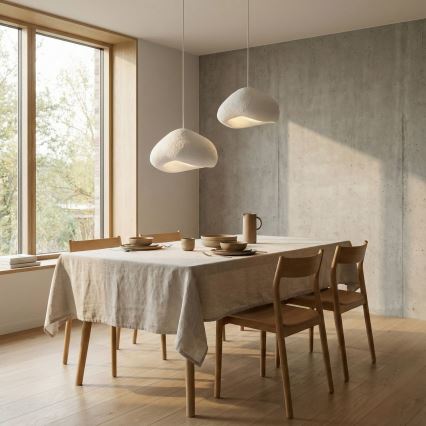 Brilagi - Pendelleuchte mit Kabelaufhängung WABI SABI 2xE27/40W/230V Durchmesser 70 cm weiß