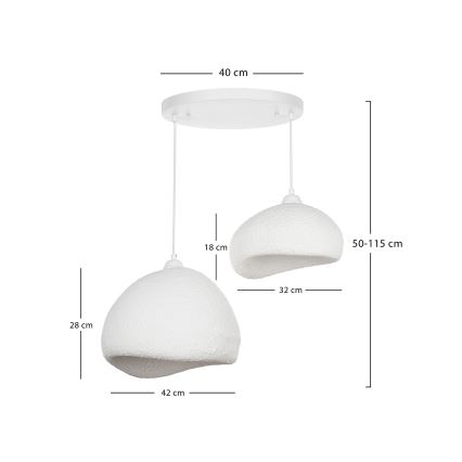Brilagi - Pendelleuchte mit Kabelaufhängung WABI SABI 2xE27/40W/230V Durchmesser 70 cm weiß