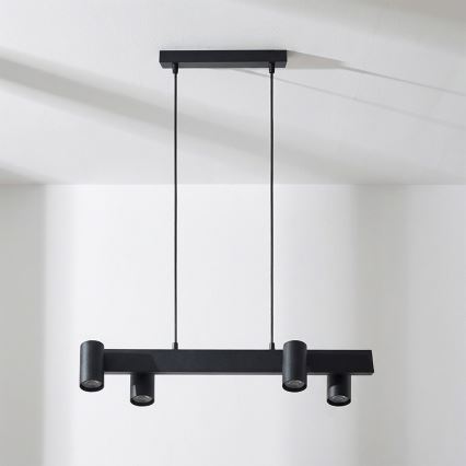 Brilagi - Pendelleuchte mit Seilaufhängung SELE 4xGU10/30W/230V schwarz