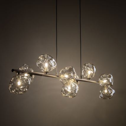 Brilagi - Pendelleuchte mit Seilaufhängung VULCANO 9xG9/8W/230V braun/rauchbeige