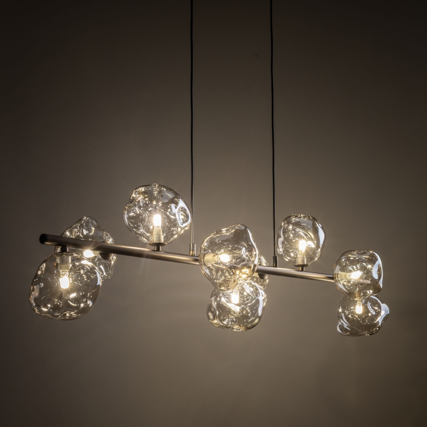 Brilagi - Pendelleuchte mit Seilaufhängung VULCANO 9xG9/8W/230V braun/rauchbeige