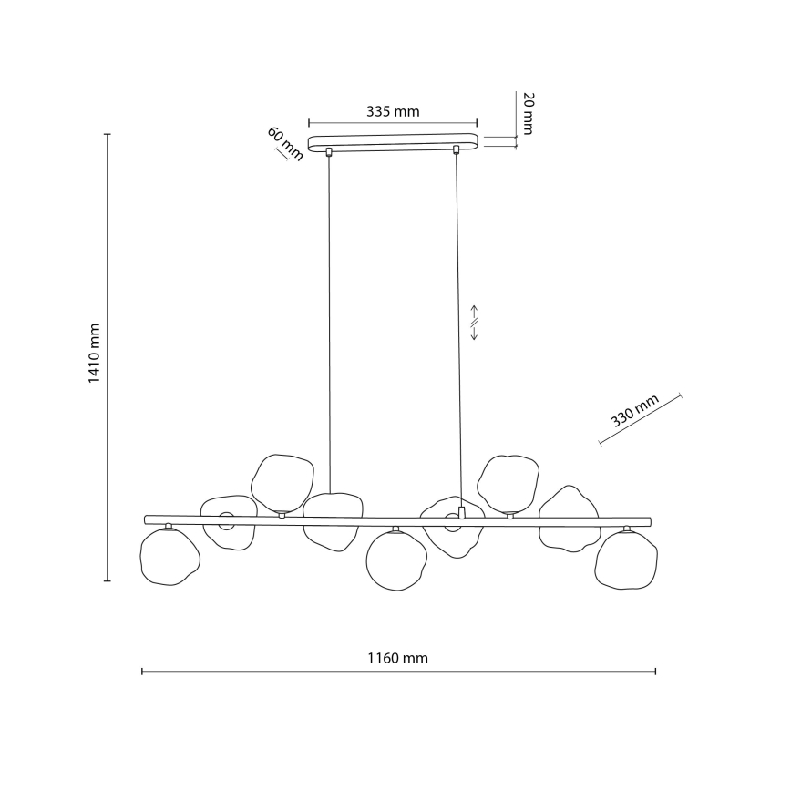 Brilagi - Pendelleuchte mit Seilaufhängung VULCANO 9xG9/8W/230V braun/rauchbeige