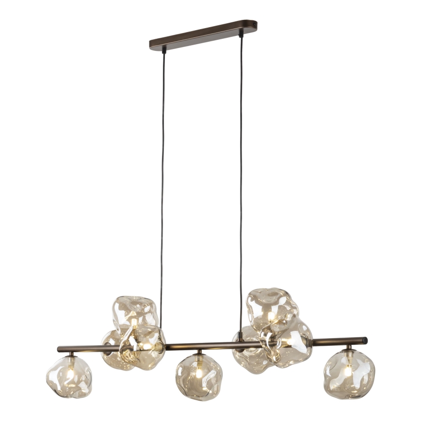 Brilagi - Pendelleuchte mit Seilaufhängung VULCANO 9xG9/8W/230V bronze/rauchbeige