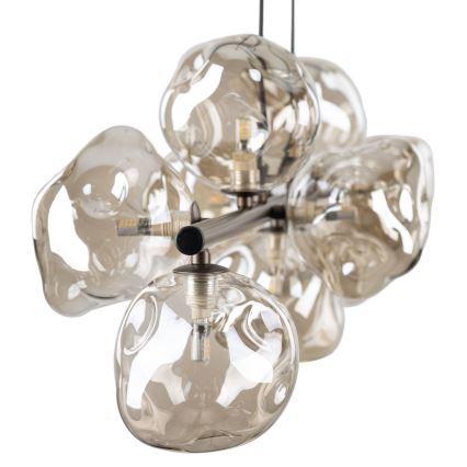 Brilagi - Pendelleuchte mit Seilaufhängung VULCANO 9xG9/8W/230V bronze/rauchbeige