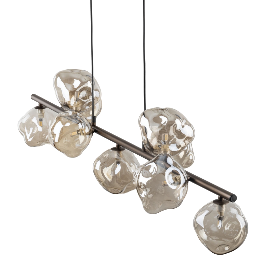 Brilagi - Pendelleuchte mit Seilaufhängung VULCANO 9xG9/8W/230V bronze/rauchbeige