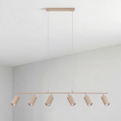Brilagi - Pendelleuchte mit Stahlseil SELE 6xGU10/30W/230V beige