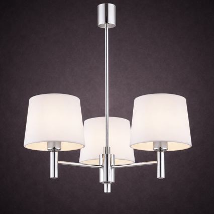 BRILAGI - Pendelleuchte mit Stange MONTE 3xE27/60W/230V Creme/glänzender Chrom