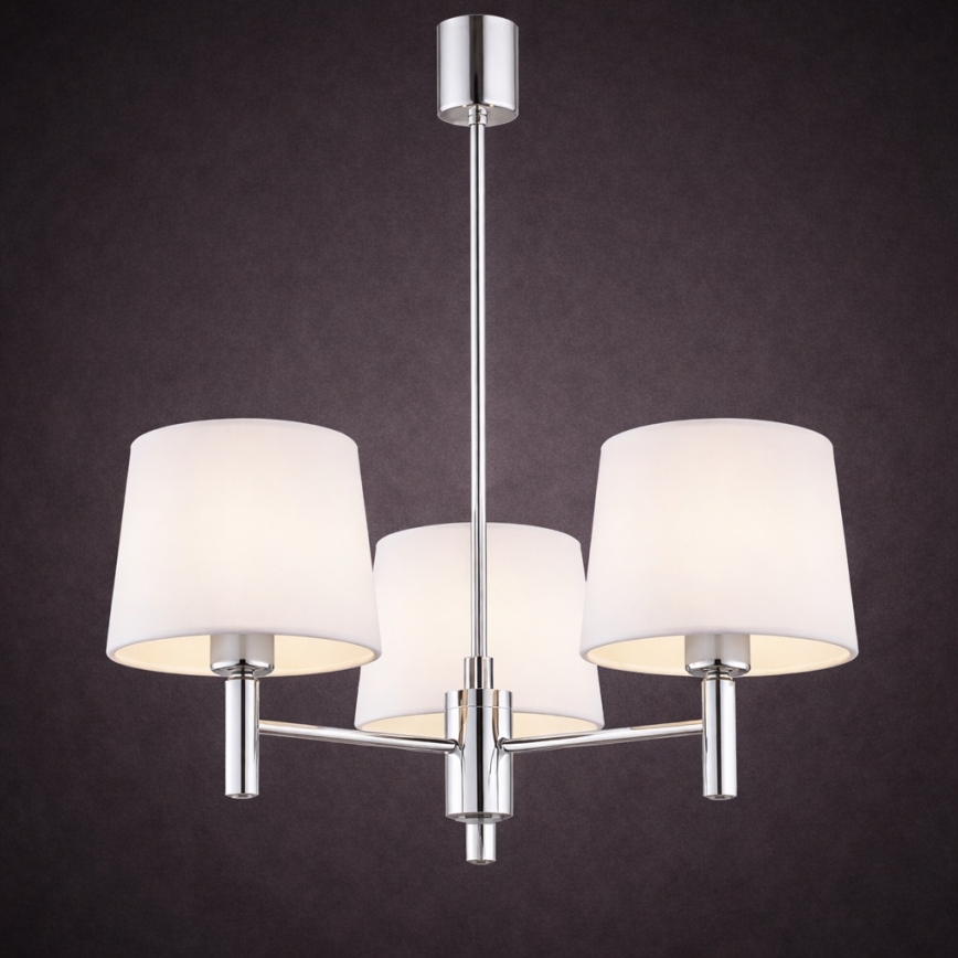 BRILAGI - Pendelleuchte mit Stange MONTE 3xE27/60W/230V Creme/glänzender Chrom