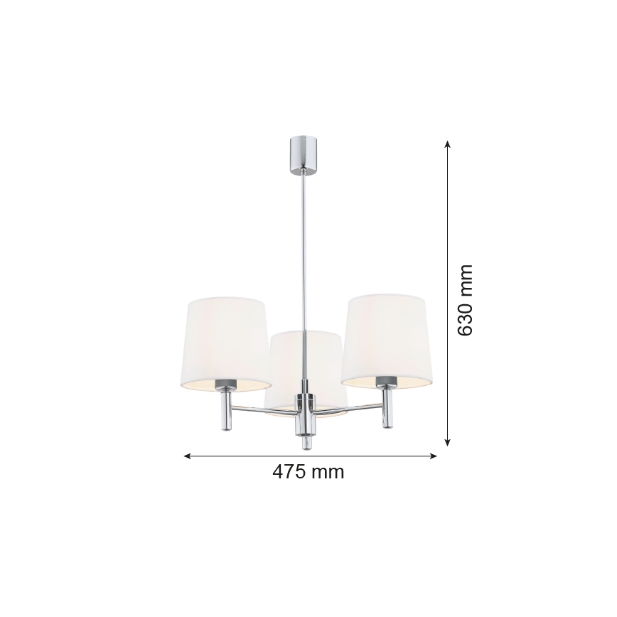 BRILAGI - Pendelleuchte mit Stange MONTE 3xE27/60W/230V Creme/glänzender Chrom