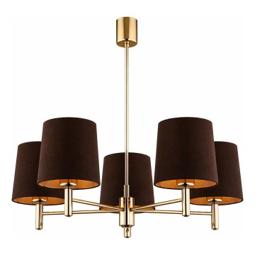 Brilagi - Pendelleuchte mit Stange MONTE 5×E27/15W/230V Braun/Gold