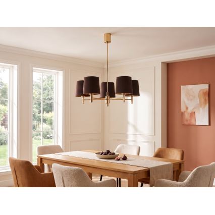 BRILAGI - Pendelleuchte mit Stange MONTE 5×E27/60W/230V Braun/Gold