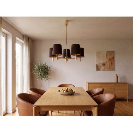 BRILAGI - Pendelleuchte mit Stange MONTE 5×E27/60W/230V Braun/Gold