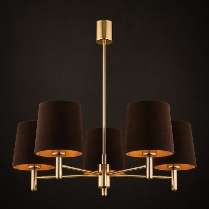 BRILAGI - Pendelleuchte mit Stange MONTE 5×E27/60W/230V Braun/Gold