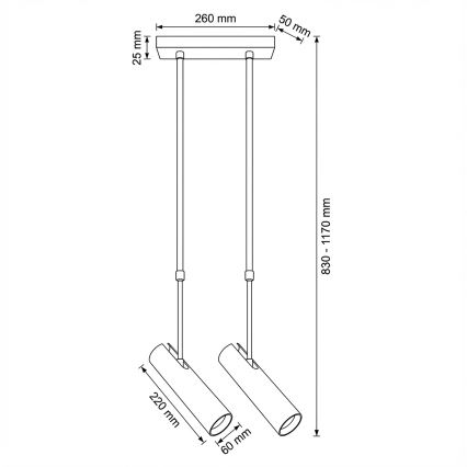 Brilagi - Pendelleuchte mit Stange SELE 2xGU10/30W/230V weiß