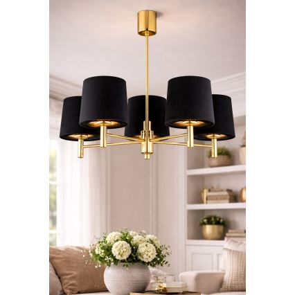 Brilagi - Pendelleuchte MONTE 5xE27/15W/230V schwarz/gold