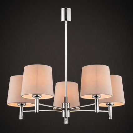 Brilagi - Pendelleuchte MONTE 5xE27/60W/230V beige/glänzender Chrom