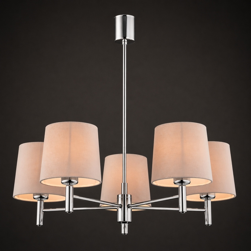 Brilagi - Pendelleuchte MONTE 5xE27/60W/230V beige/glänzender Chrom