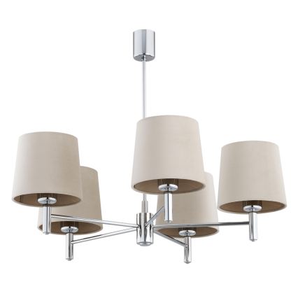 Brilagi - Pendelleuchte MONTE 5xE27/60W/230V beige/glänzender Chrom