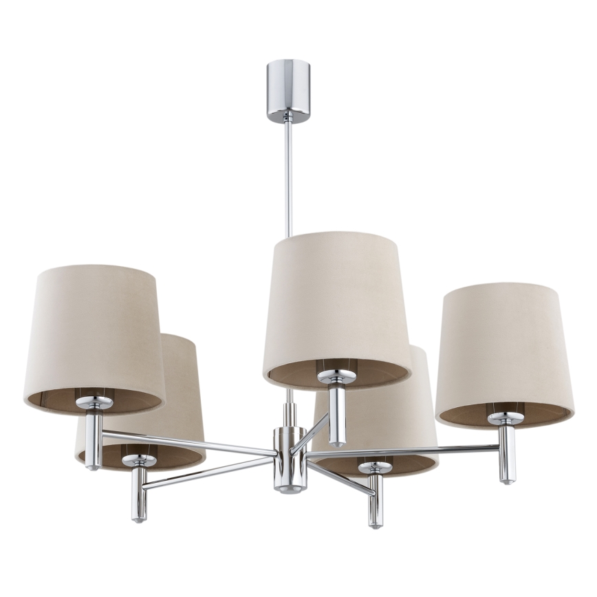 Brilagi - Pendelleuchte MONTE 5xE27/60W/230V beige/glänzender Chrom