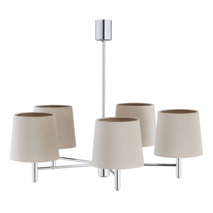 Brilagi - Pendelleuchte MONTE 5xE27/60W/230V beige/glänzender Chrom